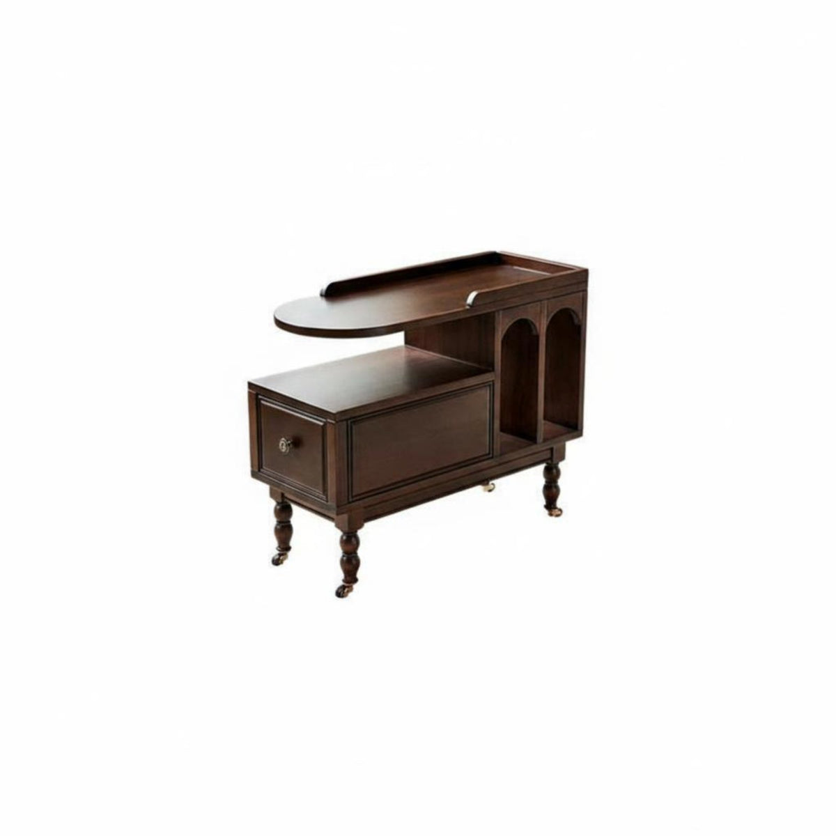 Vintage Look dual-level Rolling Side Table Space-Saving Mobile Storage Sturdy Construction Household Furniture Easy to Clean for Homeowners, Apartment Dwellers, Office Workers, Living Room, Bedroom, Small Spaces, Study