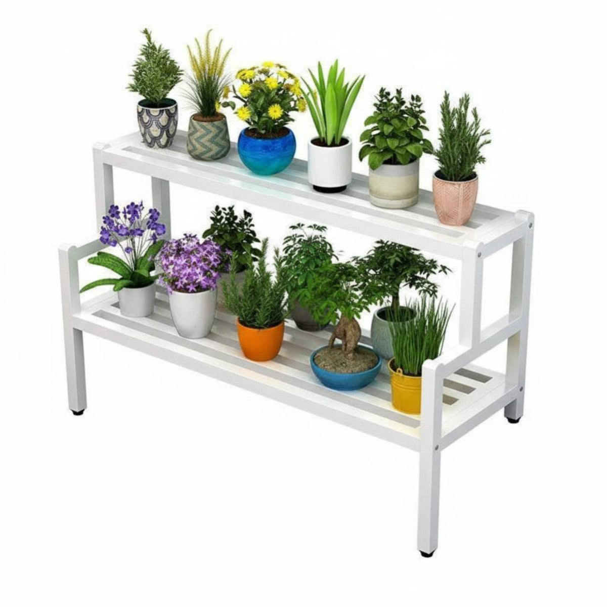 Long Single-Tier Planter Bench sillsill expander Plant Stand Floor-Standing Space-Saving for Home Decorators, Balcony, Sunroom