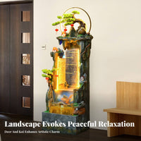 Wealth Attracting Design Rockery Water Fountain Humidifier Function Floor Standing Waterfall Fountain New Chinese Design Rockery Landscape Ornament Quiet Pump for Tea Ceremony Enthusiasts, Business Owners, Living Room, Office, Entrance Hall, Restaurant