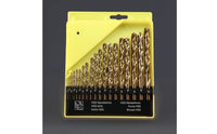 19 Pieces High-Speed Steel Twist Drill Bit Set HSS Drill Bit Set with Case Spiral Fluted Tool Black and Gold for Woodworking