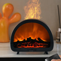 Tabletop Mist Humidifier with Flame Effect Compact Fireplace Humidifier Portable Flame Dispenser Quiet for Living Room, Bedroom, Office, Bedside