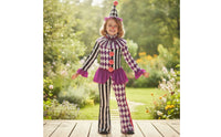 Clown Costume with Hat Ruffled Clown Costume Striped Outfit for Halloween, Cosplay, Stage Performance