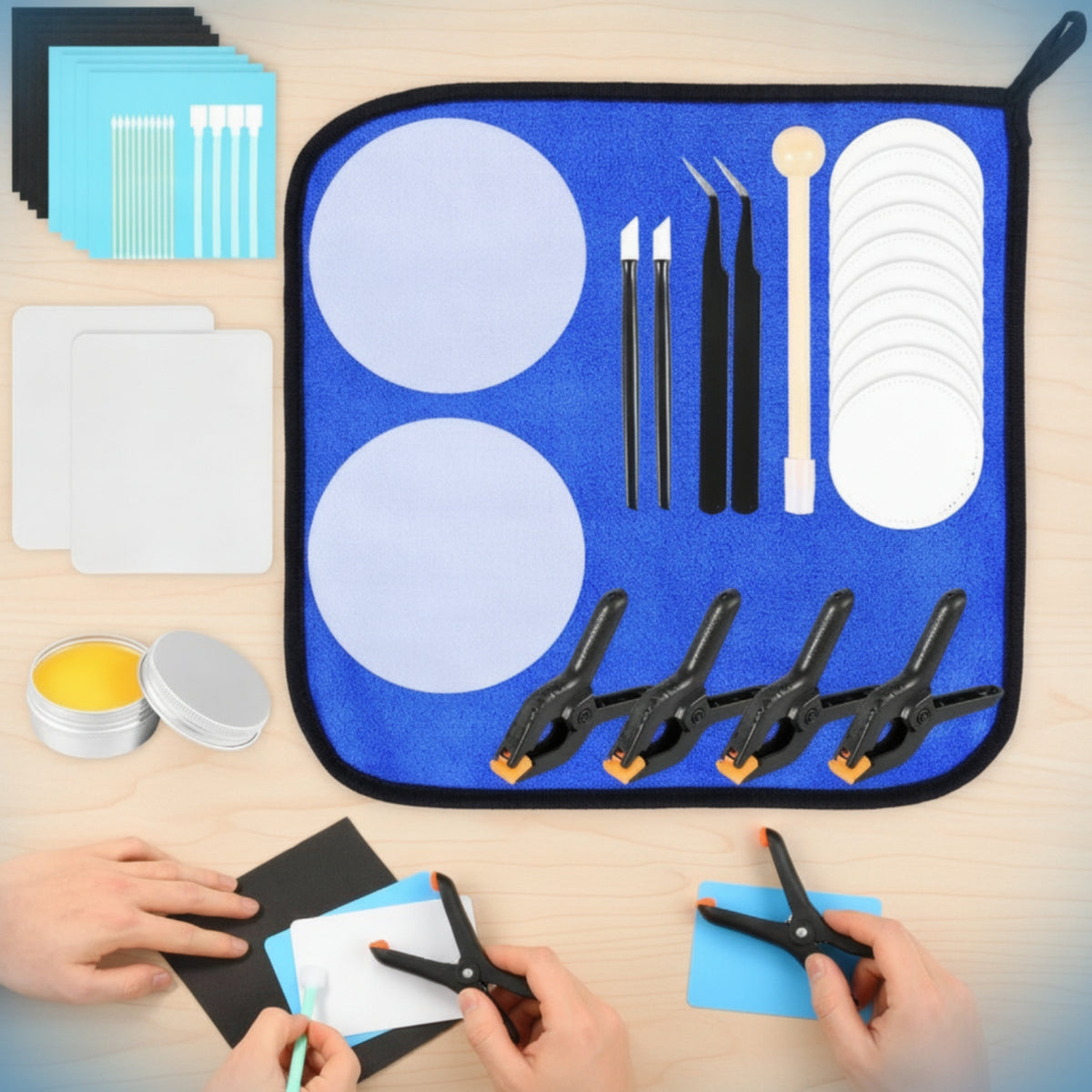 Collectible Card Care Kit with Pouch Allcomplete Card Repair Kit Portable Compact for Collectors, Hobbyists, Hobby Desk
