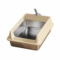 Deep Basin Cat Litter Box with Fence Included Scoop Open Top Litter Box Non Porous