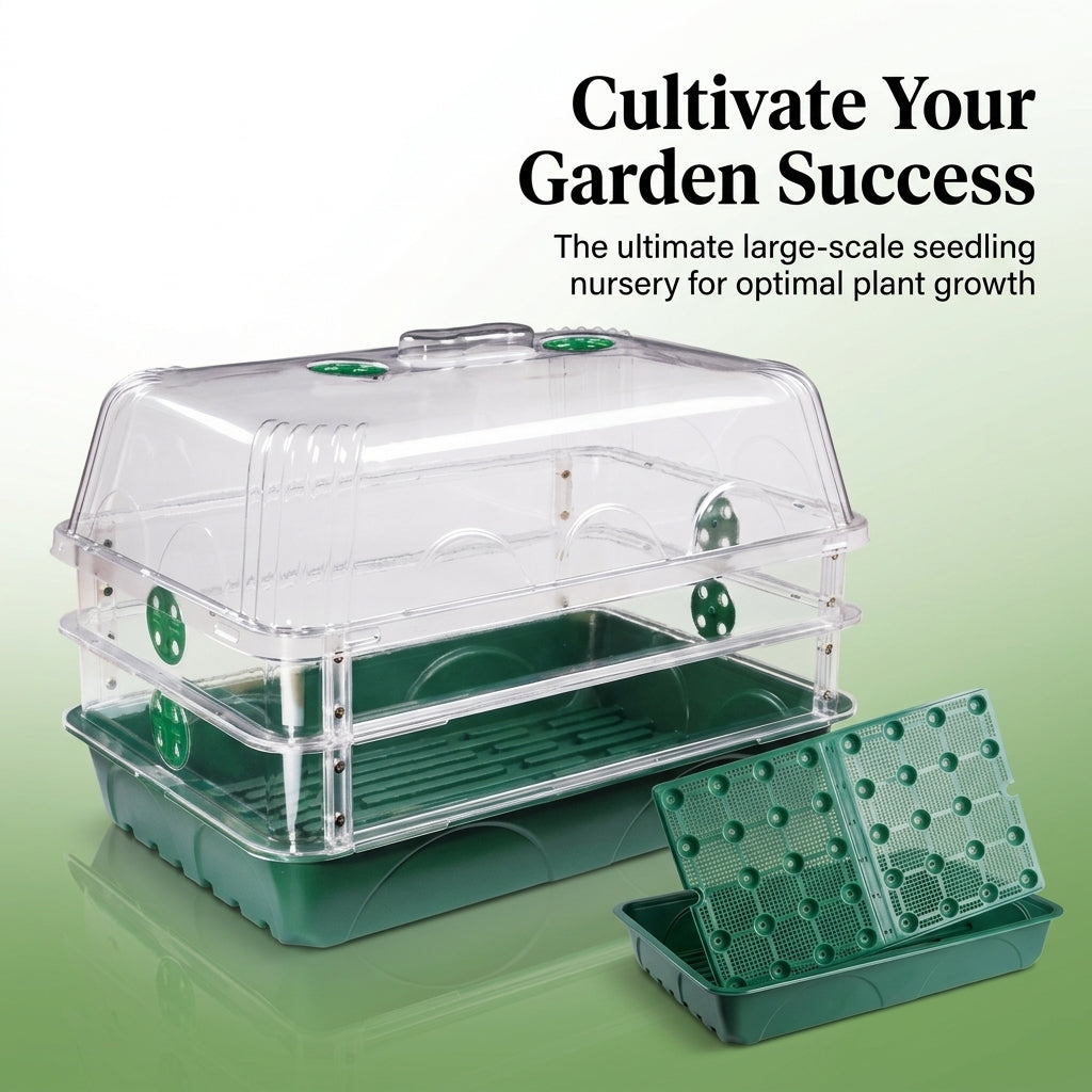 Large Greenhouse Seedling Propagation Tray with Dome, for Indoor Gardening, Tall Planter Box for Nursery Production, Outdoor Planter for Gardeners