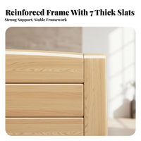 foundation Bed Frame with Headboard Modern Design Slatted foundation Bed Minimalist aesthetic Bedroom Furniture for partners, Homeowners, Apartment, Guest Room