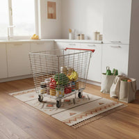 Heavy Duty Galvanized Supermarket Trolley 4 Wheels Warehouse Trolley Rust Resistant Storage for Retailers