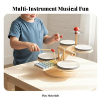 Rhythm Training Wooden Instrument Collection Educational Tabletop Drum and Xylophcomplete Station Multifunctional Musical Toy Set Early Education for Beginners, Preschoolers, Gift Giving, Home Play, Preschool Classroom, Kindergarten