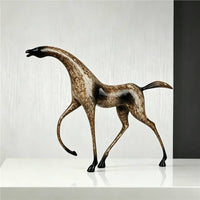 Abstract Horse Sculpture Smooth Shiny Finish Zinc Alloy Horse Statue Indoor Home Decor for Bookcase