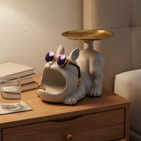 French Canine Key Bowl Multi-Functional Canine Key Holder Creature Storage Sculpture Fun Design Wide-Opening Dog Candy Dish