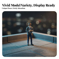 1:64 Scale People Figure Realistic Features Miniature Man in Suit Hand Painted Miniature Model High Intricacy Resin People
