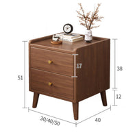 Solid Wood Legs Narrow Nightstand with Shelf Rounded Corners Wooden Bedside Cabinet for Living Room