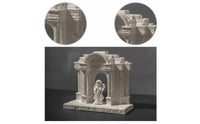 Stone-Like Aquarium Ornament with Angel Decorative Miniature Roman Temple Safe Pavilion Model Ancient for Desk, Bookshelf