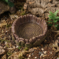 Tree Stump Bowl Tortoise Water Bowl, Realistic Resin Tortoise Water Dish for Reptiles and Frogs, Shallow Depth Reptile Feeding Accessory, 2.5cm