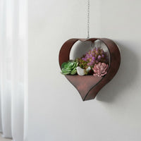Heart Shaped Metal Planter Rustic Hanging Holder Heart Shaped Plant Basket for Gardeners, Balcony, Living Room