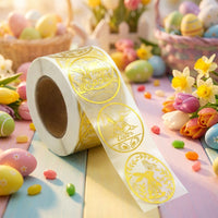 500 Sheets Gold Easter Stickers Foil Easter Ers Multiple Designs Easter Er Roll Sparkling Gold Foil Bunny Er, Happy Easter Stickers for Decorations Gifts Cards Crafts Bags Envelopes Wrapping