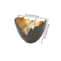 Folded Metal Bowl Antique-Style Bowl with Hammered Finish Wavy for Tabletop, Entryway