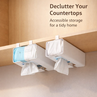 Cabinet Under-Mount Paper Towel Holder, Adjustable Hanging Rack for Kitchen Cupboard, No-Drill Dispensing Roll Versatile for Wet Wipes &