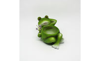 Frog Planter Whimsical Frog Flowerpot Compact Planter with Flower Embellishment for Patio Table