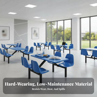 4-Person Attached Seating Unit Space-Saving Design Canteen Furniture Easy to Clean Cafeteria Table for Diners, Employees, School Lunchroom, Food Court
