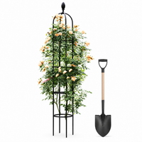 U-shaped Metal Trellis, 30cm, Black Trellis with Flower Top, Freestanding Plant Support, Rose Arch for Climbing Roses & Clematis
