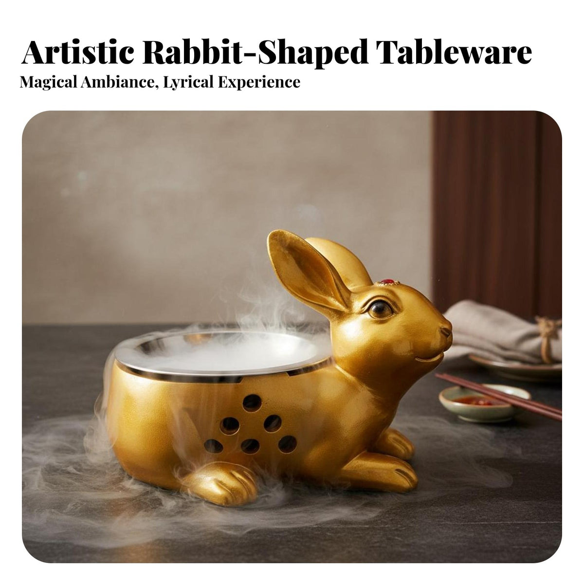 Hare Shaped Serving Bowl High-End Tableware Creative Dry Chilled Bowl Heating Function Hot Pot Serving Vessel for Restaurants, Banquets, Parties