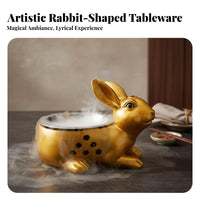Hare Shaped Serving Bowl High-End Tableware Creative Dry Chilled Bowl Heating Function Hot Pot Serving Vessel for Restaurants, Banquets, Parties