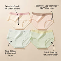 Women's Briefs with Breathable Gusset, Ladies Knickers for Postpartum and Period Protection, Boy Shorts Style Full Coverage Panties