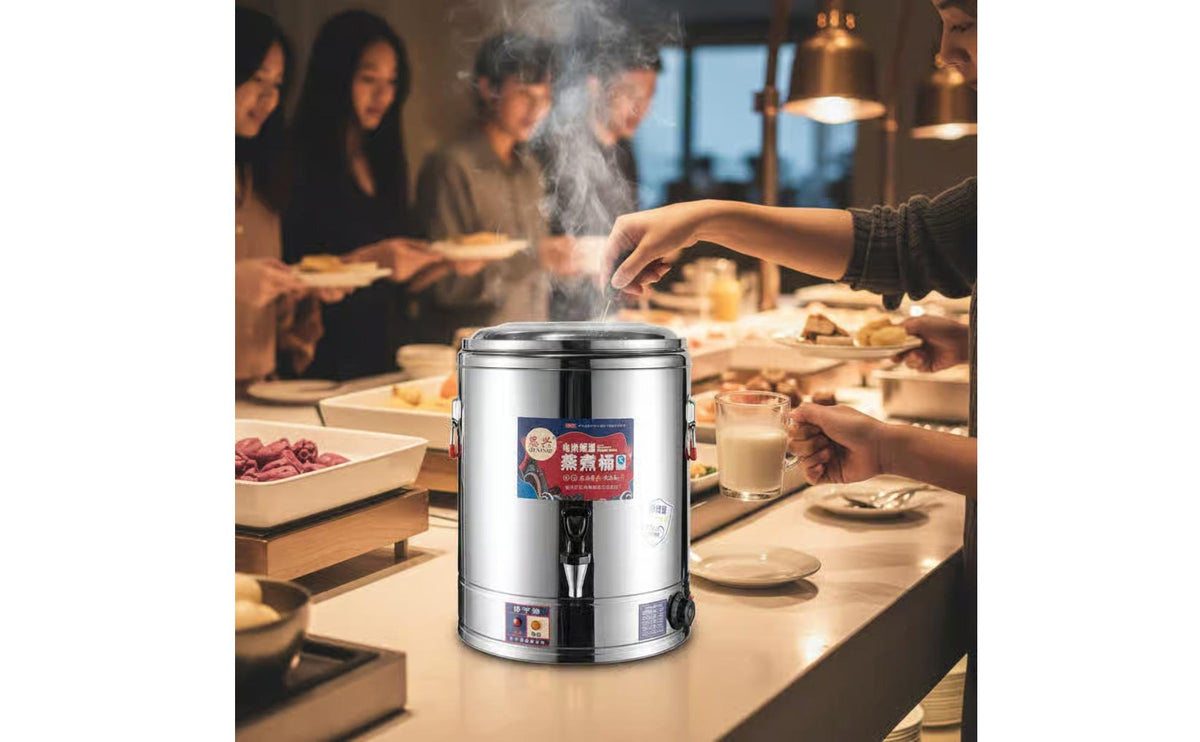 Electric Cooking Barrel Keep Warm Function Commercial Water Boiler with Spigot Thermal Insulation Stainless Alloy Water Boiler for Caterers, Catering