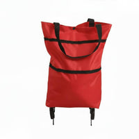Foldable Shopping Bag with Wheels Portable Rolling Grocery Tote for Supermarket