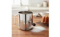 8 Measure Baking Sifter Rotating Agitator Hand Crank Flour Sifter Stainless Steel Flour Sieve Lightweight for Home Cooks