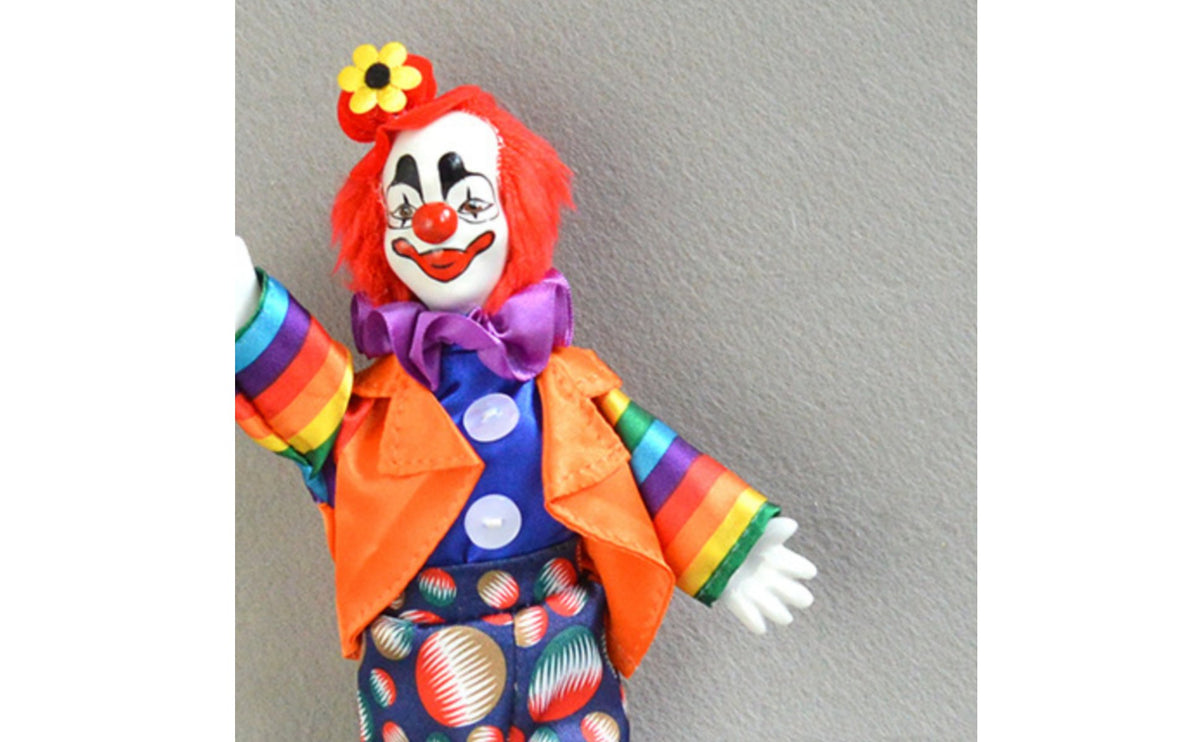 Ceramic Clown Doll Collectible Piece Inch Clown Statuette Porcelain Head and Limbs Vintage for Collectors, Halloween