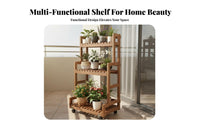 Solid Wood Construction Multi-Tier Wooden Plant Rack Indoor Outdoor Use Multi-Tier Flower Rack Space Saving Wooden Plant Stand Stable Structure for Balcony, Patio, Corner
