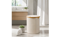 Natural Clothes Hamper with Bamboo Rim Sturdy Laundry Hamper with Lid Heavy-Duty Storage Bin with Lid Sturdy for Bedroom, Dorm Room