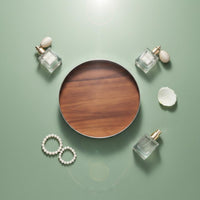 Stainless Steel Decorative Tray Light Elegant Design Vanity Perfume Tray Multi-Functional Footed Serving Platter for Desktop, Kitchen Counter