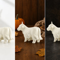 Halloween Highland Cow Ghost Figurine Resin Highland Cow Ghost Statue Cream-White Decor Farmhouse for Decorators