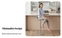 Modern Minimalist Design Adjustable rotating Stool with supportrest Integrated Footrest Adjustable Pedestal Stool with Low supportrest Wide Stable Base Counter Chair Padded Seat for home residents, Adults, Home Bar, Kitchen Island, Pub, Dining Room