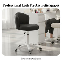 Adjustable Height Upholstered Swivel Chair Stable 5-Star Base Upholstered Vanity Chair Padded Seat Rolling Stool Soft Cushion for Beauticians, Nail Technicians, Makeup Enthusiasts, Beauty Salon, Dressing Room, Bedroom