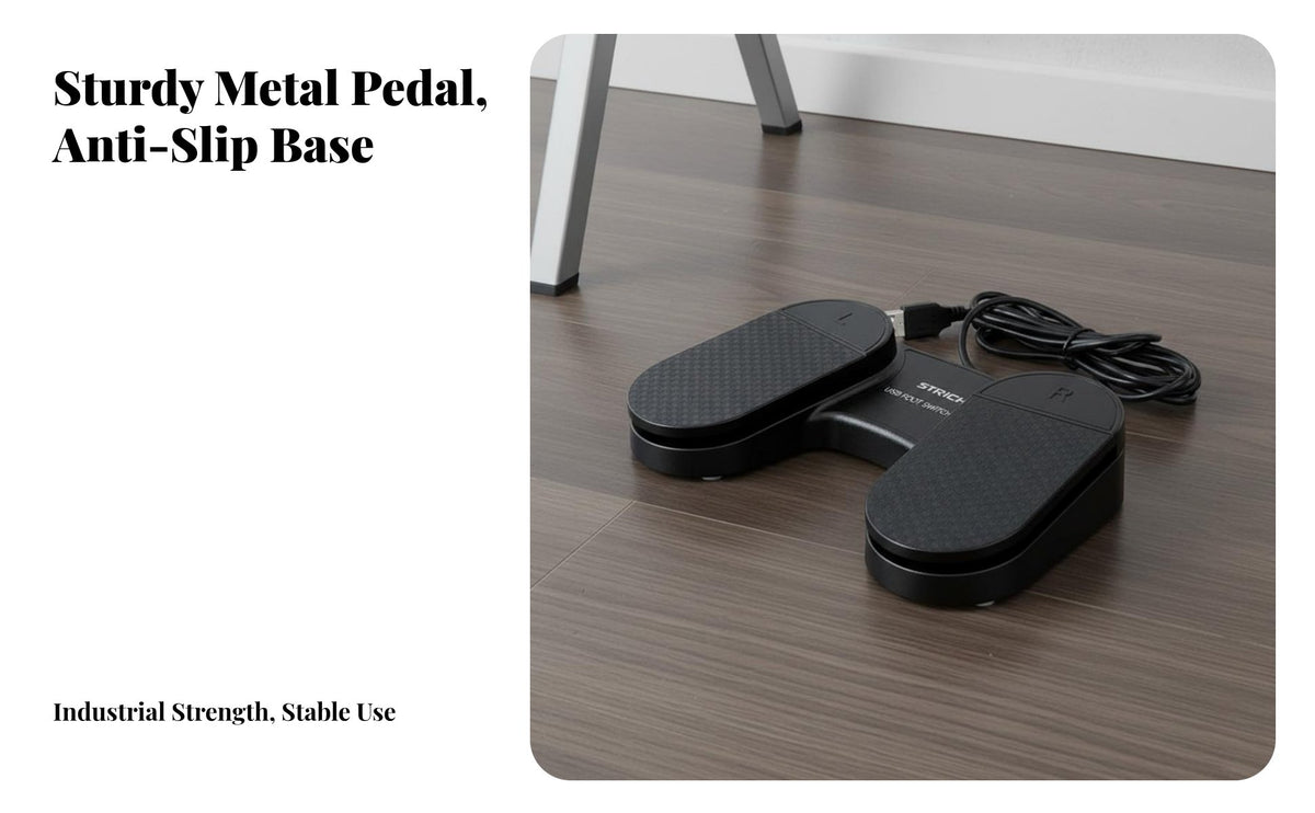 Multi-Purpose USB Foot Pedal Plug and Play Keyboard Foot Pedal Easy Setup Hands-Unrestricted Computer Controller Ergonomic Design for Unburden Ice Workers, People with Disabilities, Gaming, Live Broadcasting, Transcription, Music Performance