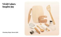 10 Pieces Kids Plaything Wooden Pretend Kitchen Set  Wooden Fine Motor Skills for Children