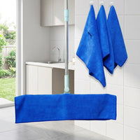 2-Pack Blue Microfibre Cloth and Cleaning Cloths, Super Absorbent Cloth with Perforated Border, Textured for Car Wash, Glass and Floor Cleaning