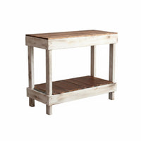 Rustic Design 2-Tier Plant Stand Indoor & Outdoor Use Two-Tier Console Table Weather-Resistant Flower Pot Holder Vintage Look for Decor Enthusiasts, Homeowners, Decorators, Balcony, Living Room, Corner, Entryway