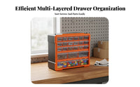 Removable Dividers 24-Drawer Parts Cabinet Grid Layout Drawer Parts Cabinet Handle Top Panel for Workshop, Garage, Craft Room