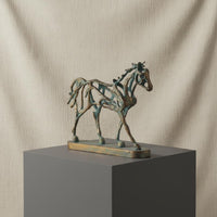 Iron Horse Sculpture Gift Box Equine Sculpture Figurine Vintage Style Home Decor for Office, Desk