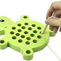 Wooden Threading Turtle Fine Motor Wooden Threading Board Lacing Board with String Child-Centered Activity Puzzle Educational