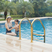 Stainless Steel Pool Ladder Rust Resistant Pool Ladder with Handrails Easy Installation for Villa Owners