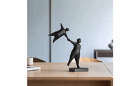 Tabletop Figurine Modern Abstract Sculpture Black Escultura Conceptual for Homeowners, Living Room, Bedroom
