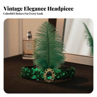 Spangles Feather Headdress Crystal Feature Feather Headpiece 1920s Dancer Headband Sparkling Spangles S 1920s Design Headdress