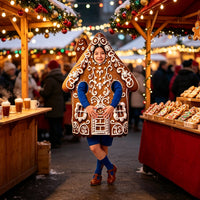 Gingerbread House Costume Pull-on Foam House Costume Lightweight Holiday Dress-up Outfit for Kids Adults