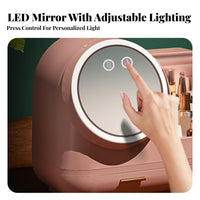 Portable Makeup Box with Mirror long-lasting rigid shell Cosmetics Case for Dorm Room